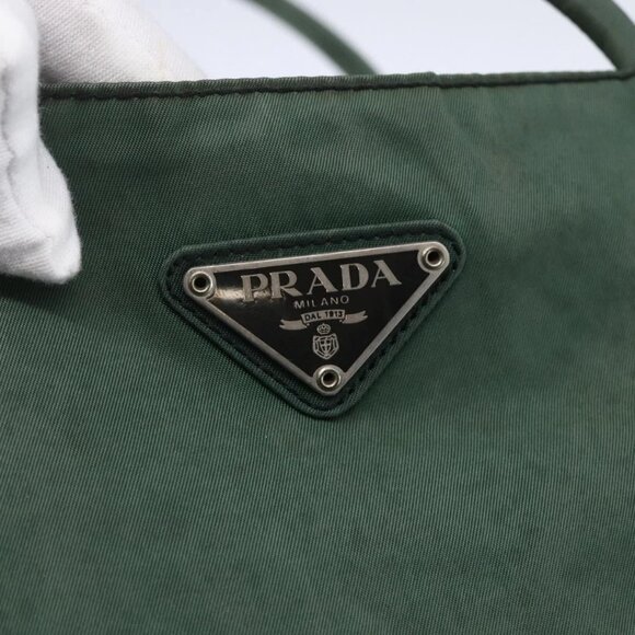 PRADA Tote Bag Nylon Khaki Silver Auth bs31174 - Picture 12 of 16